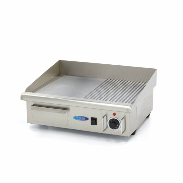 Gratar electric profesional neted-striat otel inoxidabil 555x365 mm | 230V