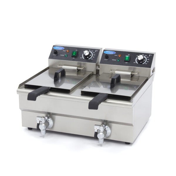 Friteuza electrica profesionala 10+10 litri cu robinet